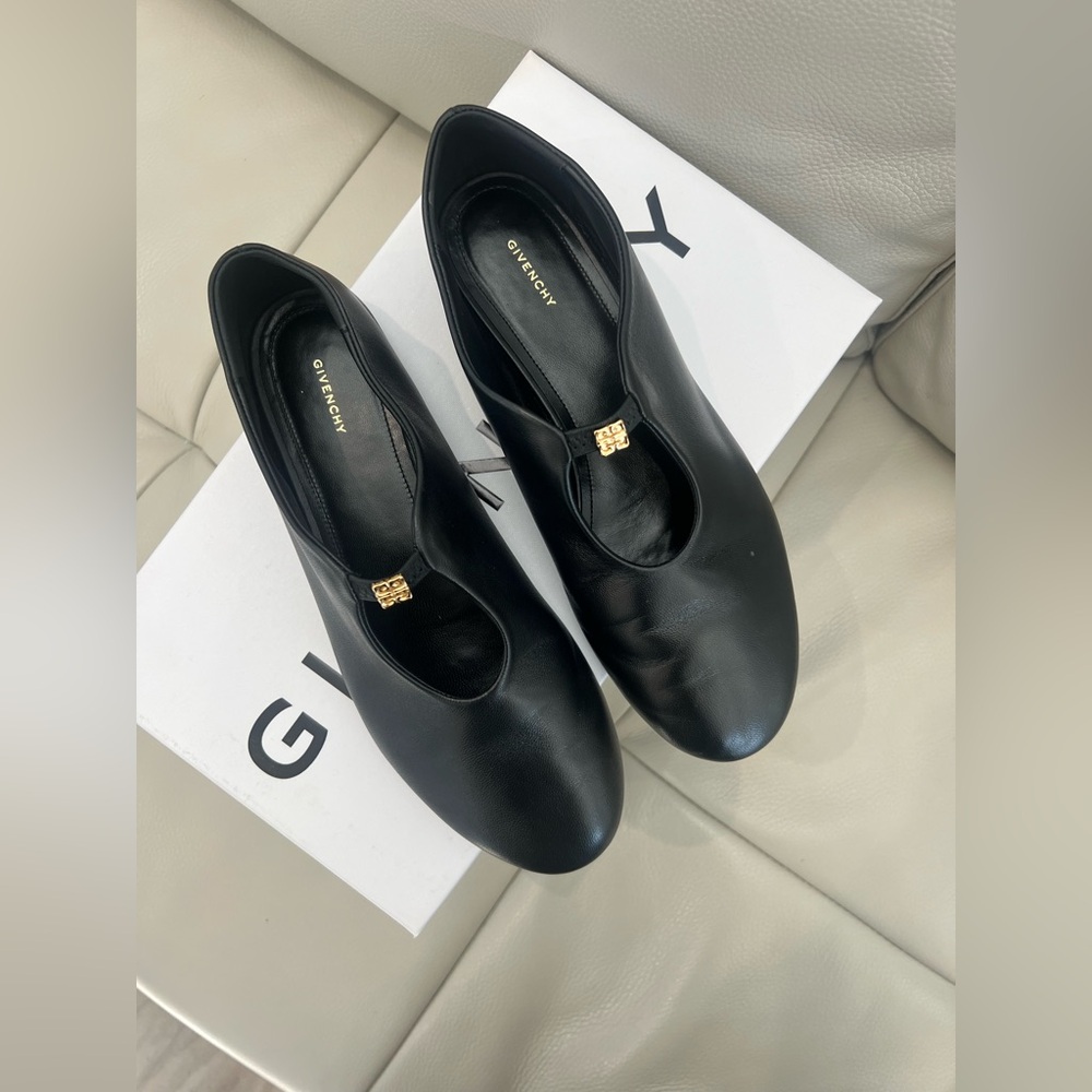 Givenchy Black Flats with Gold Accent